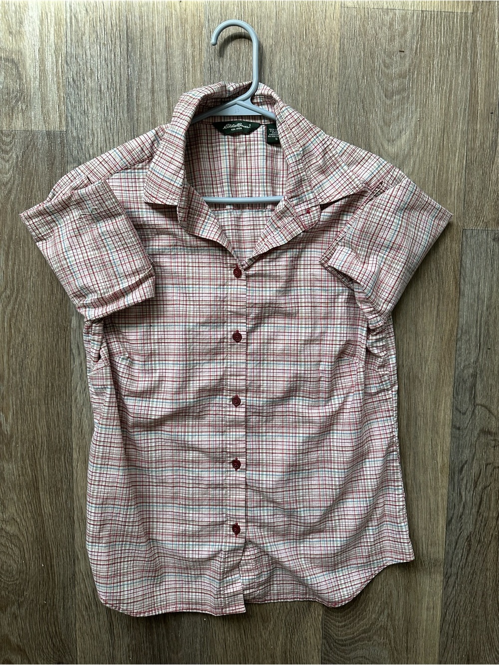 Eddie Bauer Women’s Small Plaid Button Down Shirt Size S 3/4 Sleeve Multicolor